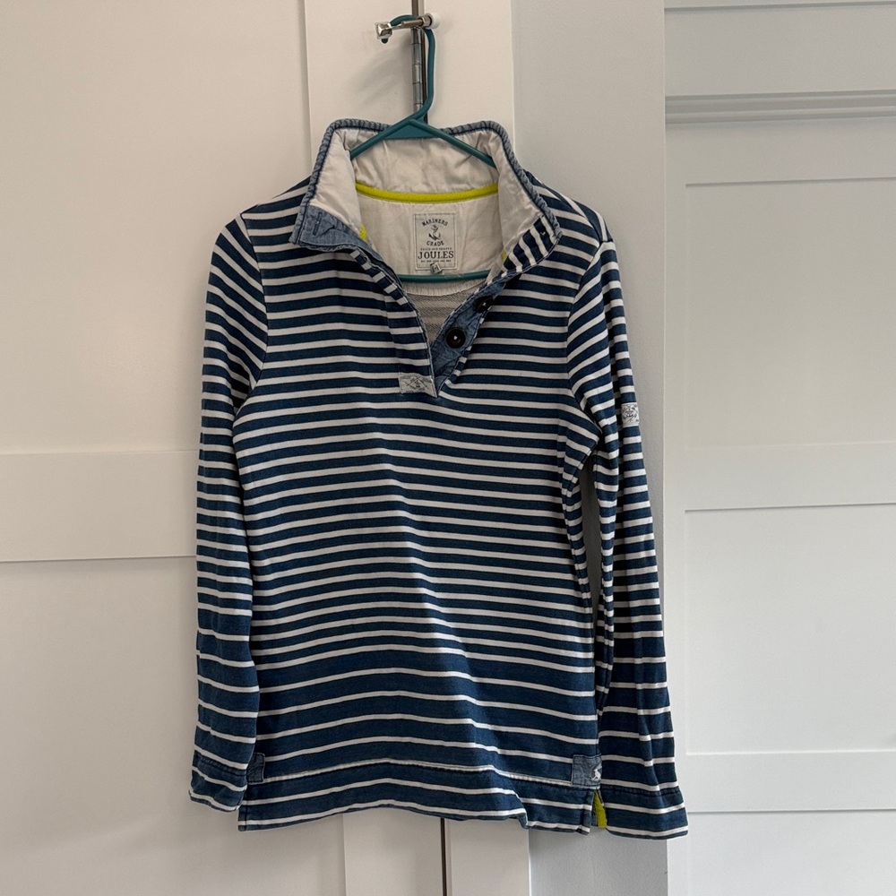 Joules Blue and White Striped Sweatshirt - Size 4